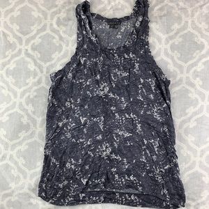 Theory Silk Black & White Marbled Tank Top